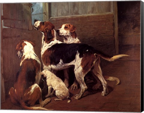 Framed Hounds By a Stable Door Print