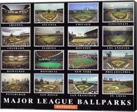 Framed Major League Ballparks - National League Print