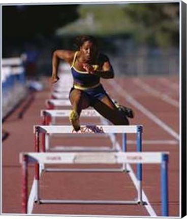 Framed Goals - Runner Jumping Hurdles Print