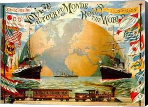 Framed Voyage Around the World (C1890) (Litho) Print