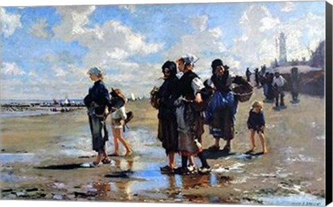 Framed Oyster Gatherers At Cancale Print