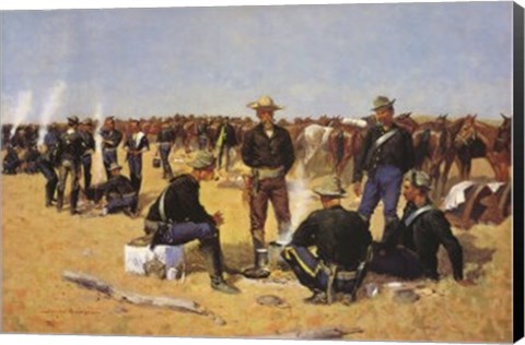 Framed Cavalryman&#39;s Breakfast On The Plains Print