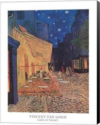 Framed Cafe Terrace on the Place du Forum, Arles, at Night, c.1888 Print