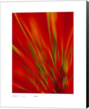 Framed Flexi Grass, Bright Green On Red Print