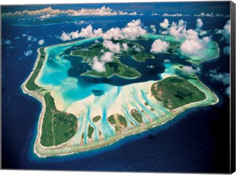 Framed Aerial View, Bora Bora, French Polynesia Print