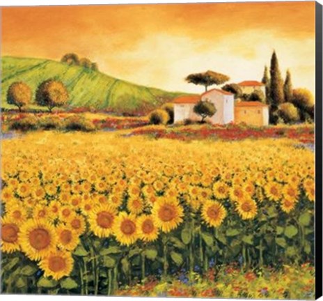 Framed Valley Of Sunflowers Print