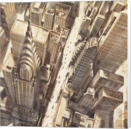 Framed Aerial View of Chrysler Building Print