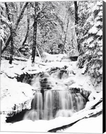 Framed Winter Waterfall Print