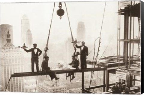 Framed Lunch Above Manhattan Print