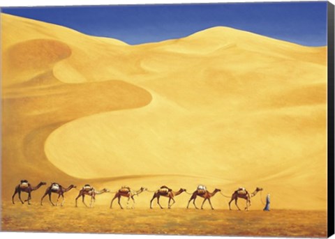 Framed Tuareg Camel Train Print