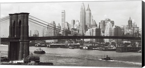 Framed Lower Manhattan &amp; the Brooklyn Bridge, 1937 Print