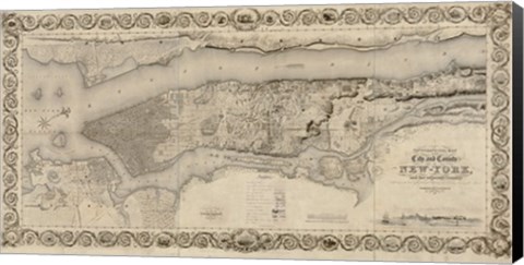 Framed City and Country of New York, 1836 Print