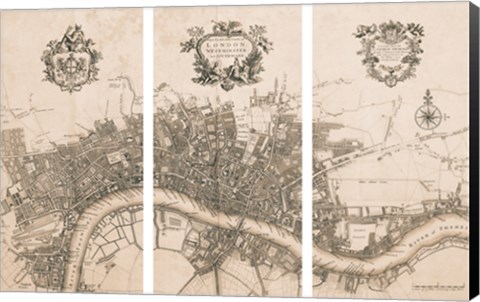 Framed Plan of the City of London, 1720 Print