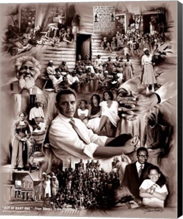 Framed Obama: Out of Many One: From Slavery to the Presidency Print