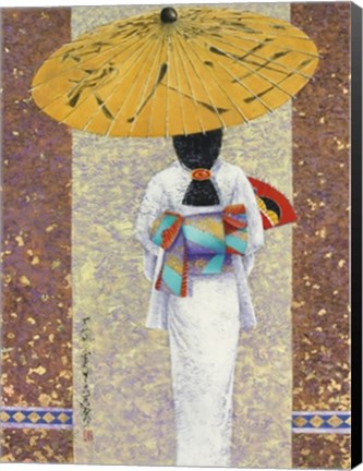 Framed Girl in Kimono I (Metallic Print) Print