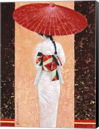 Framed Girl in Kimono II (Metallic Print) Print