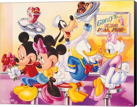 Framed Mickey &amp; Friends: Goofy&#39;s Soda Shop Print