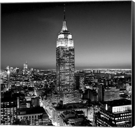 Framed Empire State Building at Night Print