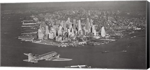 Framed Airplane View of Manhattan Print