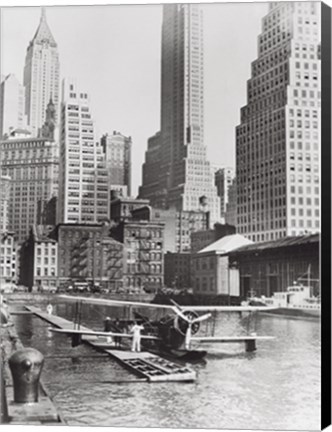 Framed Airplane Landing in Manhattan, 1934 Print