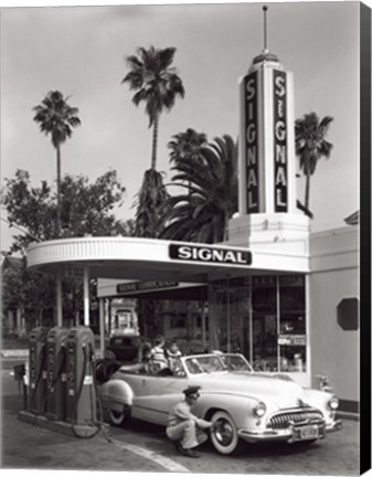 Framed Gas Station, 1950 Print