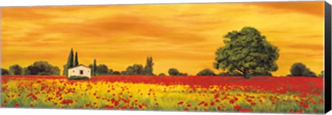 Framed Field of Poppies Print