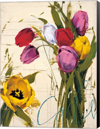 Framed Bouquet of Tulips I Print