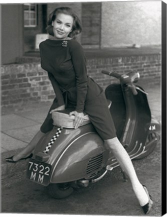 Framed Posing on Motor Scooter Print