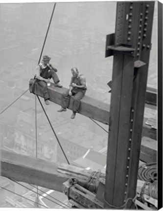 Framed Workers Sitting on Steel Beam Print