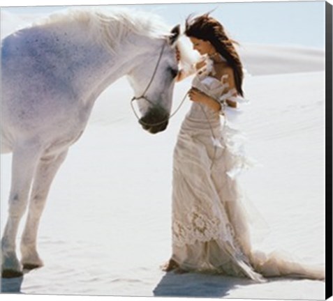 Framed Young Woman with Horse Print