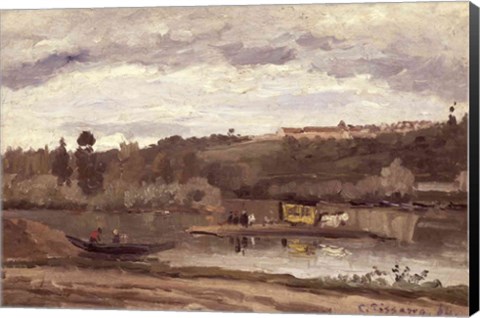 Framed Ferry at Varenne-Saint-Hilaire, 1864 Print