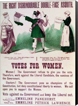 Framed Women&#39;s Suffrage Poster The Right Dishonourable Double-Face Asquith Print