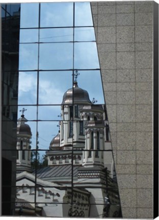 Framed Reflection of Church Detail Print