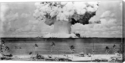 Framed Atomic bomb explosion, Bikini Atoll, Marshall Islands Print