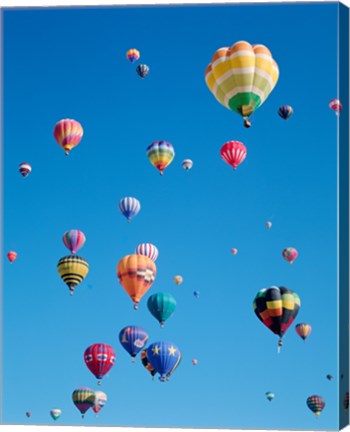 Framed Hot Air Balloons Flying in a Group Print