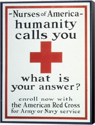 Framed Nurses of America Humanity Calls You Enroll now with the Red Cross Print