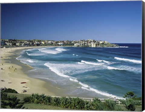 Framed High angle view of a beach, Bondi Beach, Sydney, New South Wales, Australia Print