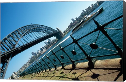 Framed Low angle view of a bridge at a harbor, Sydney Harbor Bridge, Sydney, New South Wales, Australia Print