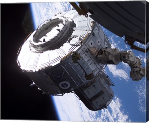 Framed ISS Quest Module Instalation of International Space Station Print