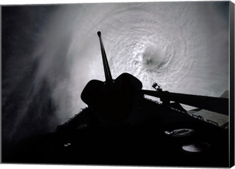 Framed Orbiter Columbia Passes Over the Eye of Typhoon Owen Print