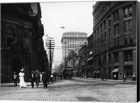 Framed Yonge Street at Front Street in Toronto Print