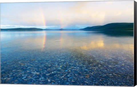 Framed Reflection of a rainbow in a lake, Lake Khovsgol, Sayan Mountains, Russian-Mongolian border Print