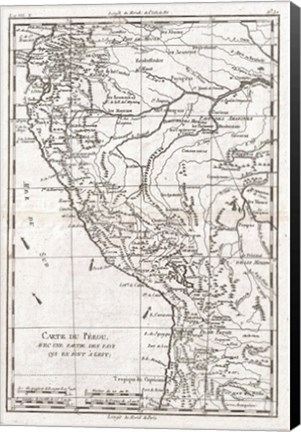 Framed 1780 Raynal and Bonne Map of Peru Print