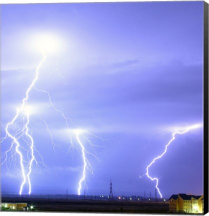 Framed Lightning over Oradea Romania Print