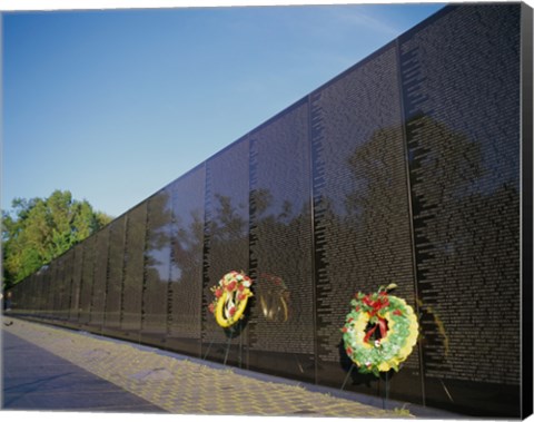 Framed Wreaths on the Vietnam Veterans Memorial Wall, Vietnam Veterans Memorial, Washington, D.C., USA Print