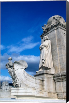 Framed Statue of Christopher Columbus in front of railroad station, Union Station, Washington DC, USA Print