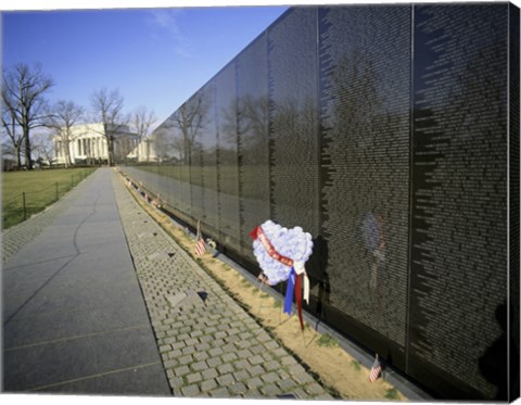 Framed Close-up of a memorial, Vietnam Veterans Memorial Wall, Vietnam Veterans Memorial, Washington DC, USA Print