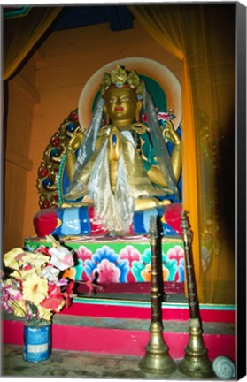 Framed Statue of Buddha in a temple, Paugha, Annapurna Range, Nepal Print