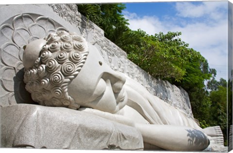 Framed Statue of reclining Buddha, Long Son Pagoda, Nha Trang, Vietnam Print