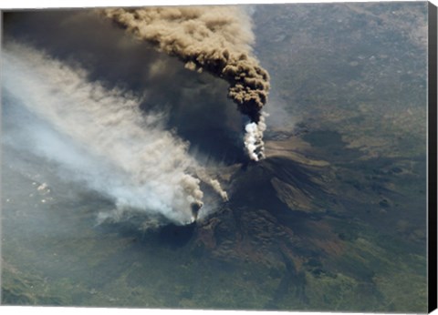 Framed Mt. Etna Eruption seen from the International Space Station Print